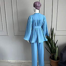 Mavi Piliseli Tasarım Kadın Takım